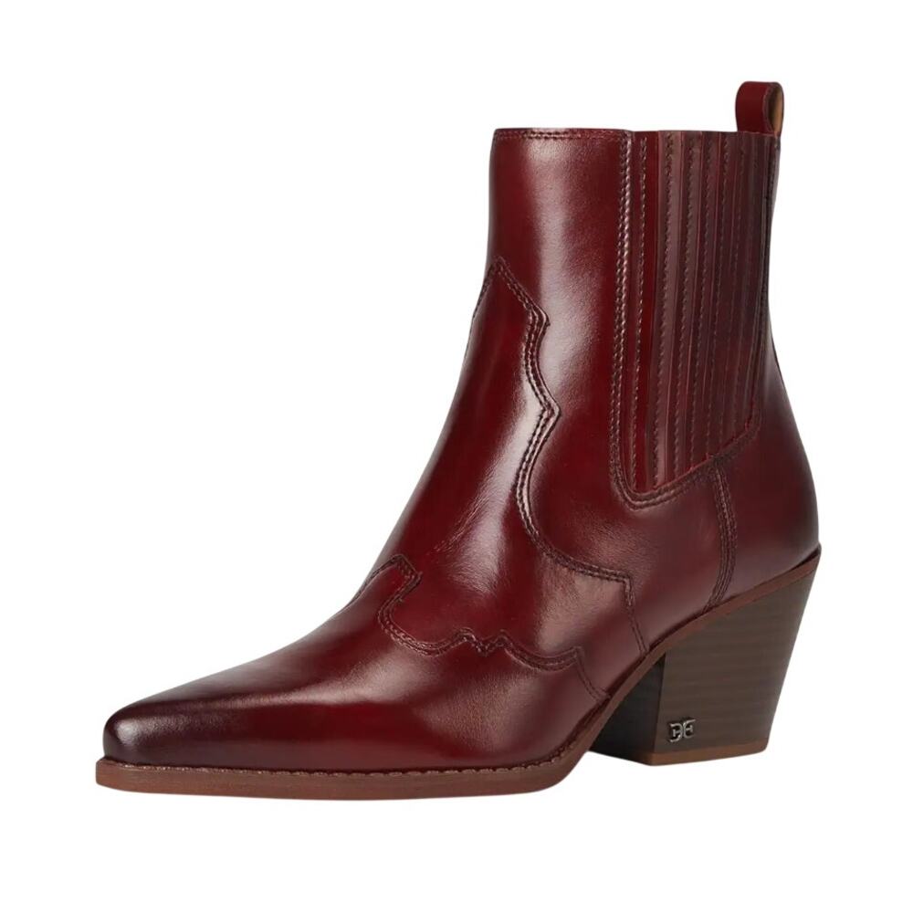 Sam Edelman Womens West Ankle Booties US 11 M EU 42 Dark Red Leather EUC